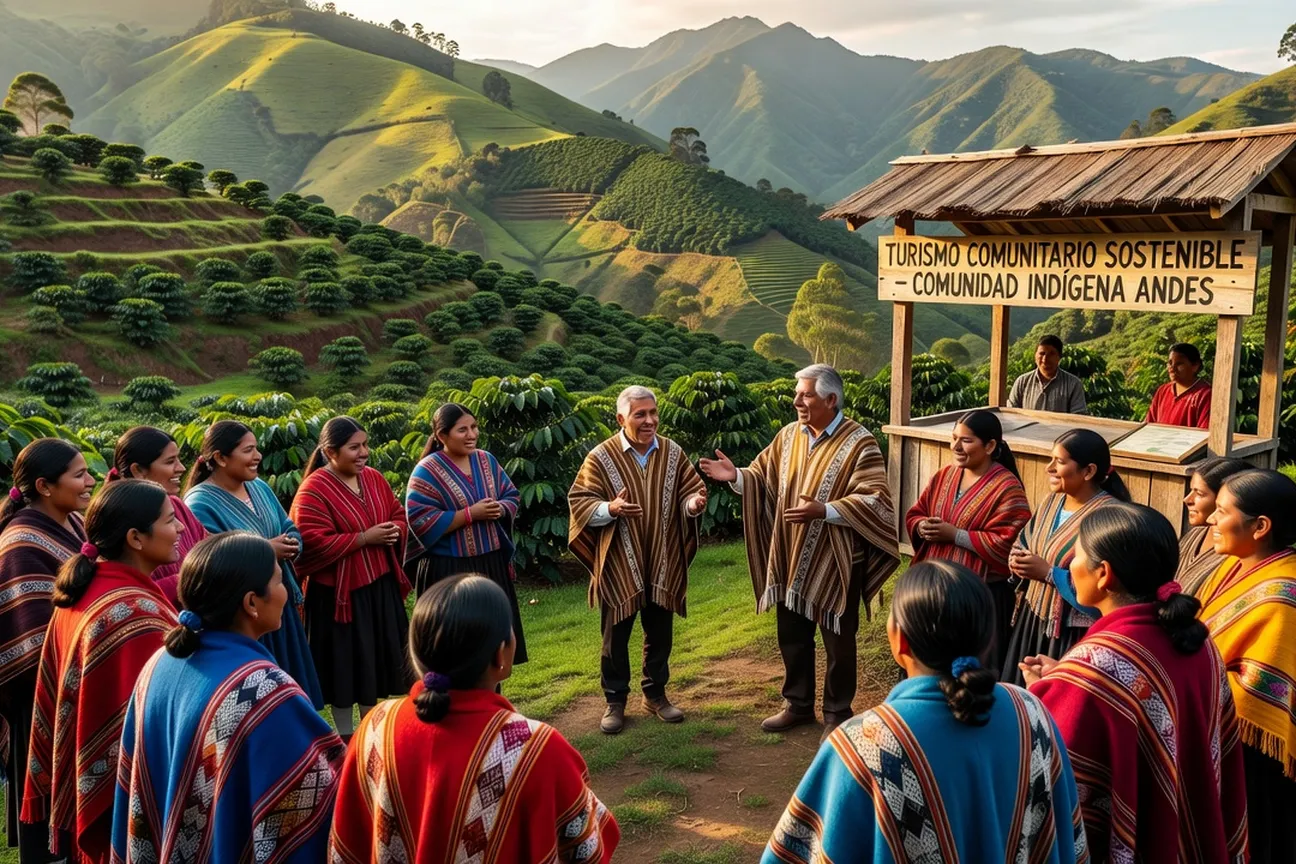 Communauté rurale colombienne dans les Andes avec María Alejandra Rueda coordinatrice ONG Raíces Vivas, tourisme communautaire durable