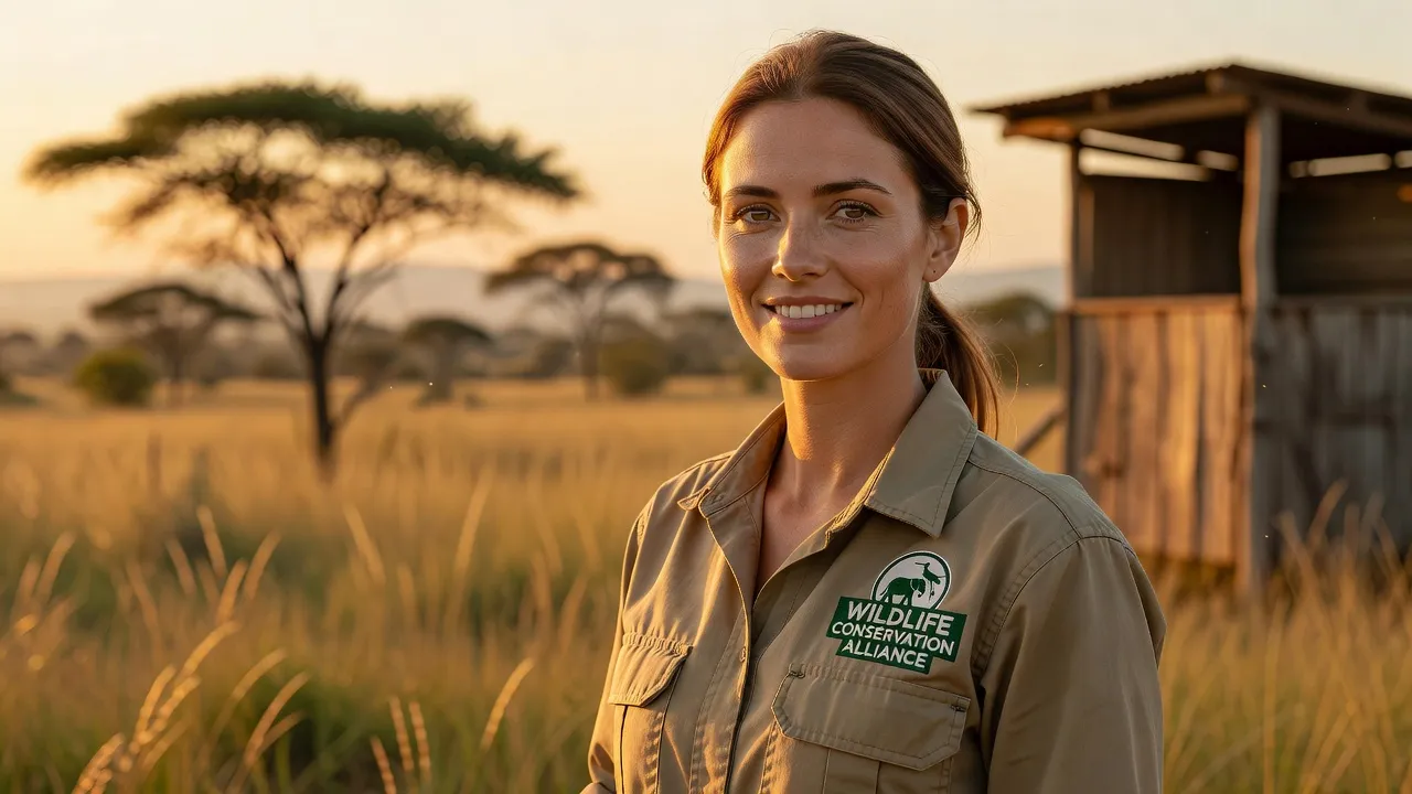 Dr Sarah Morin, vétérinaire ONG BioSave, en tenue de terrain avec équipement de suivi faune sauvage