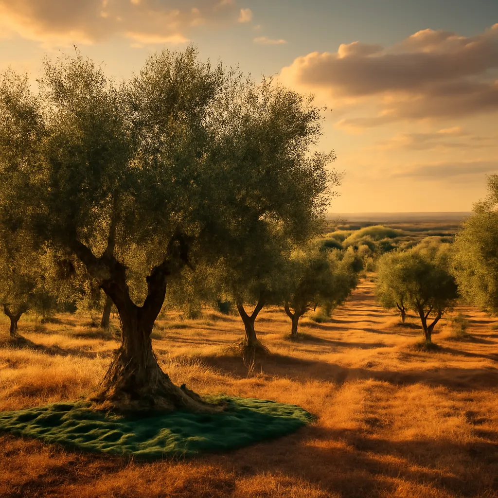 Rangées d'oliviers centenaires en agriculture biologique dans la campagne de l'Alentejo au Portugal