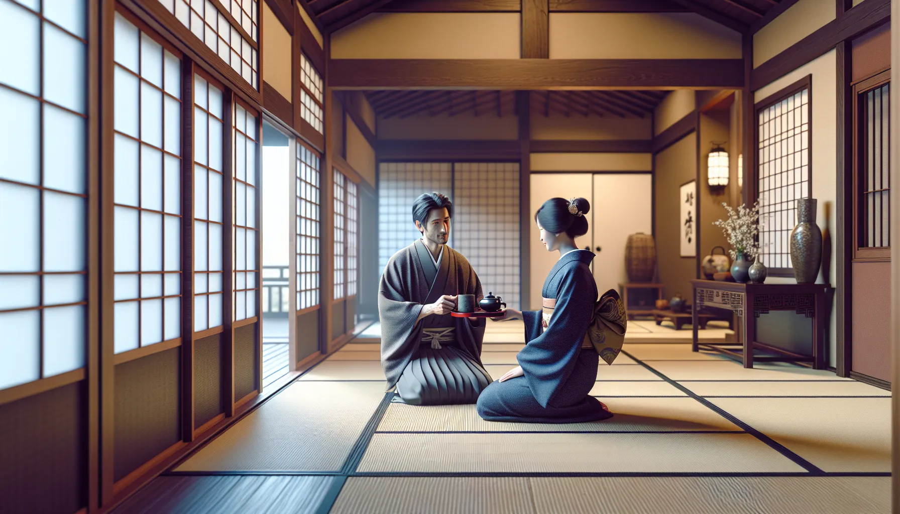 Famille asiatique accueillant des voyageurs dans leur maison