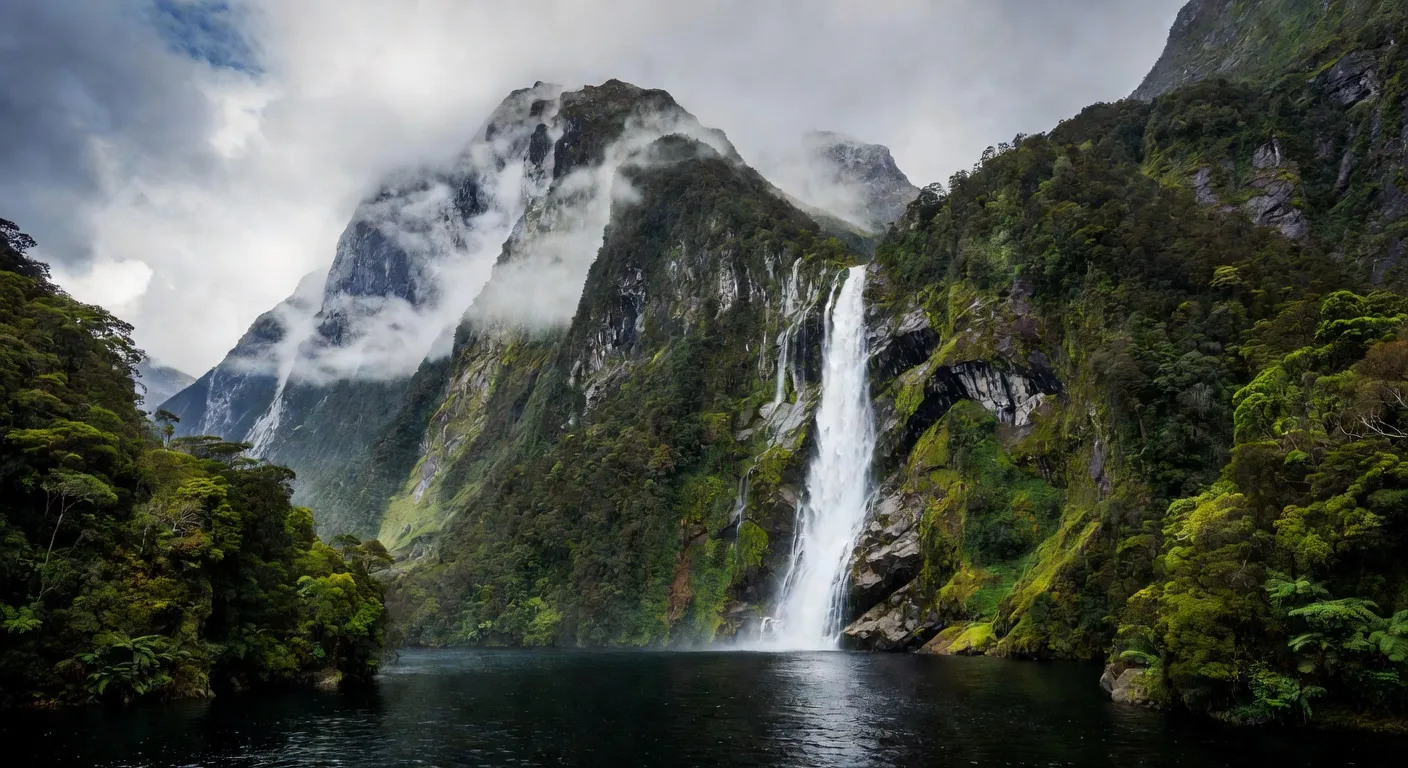 Fjord du Milford Sound en Nouvelle-Zélande au lever du jour